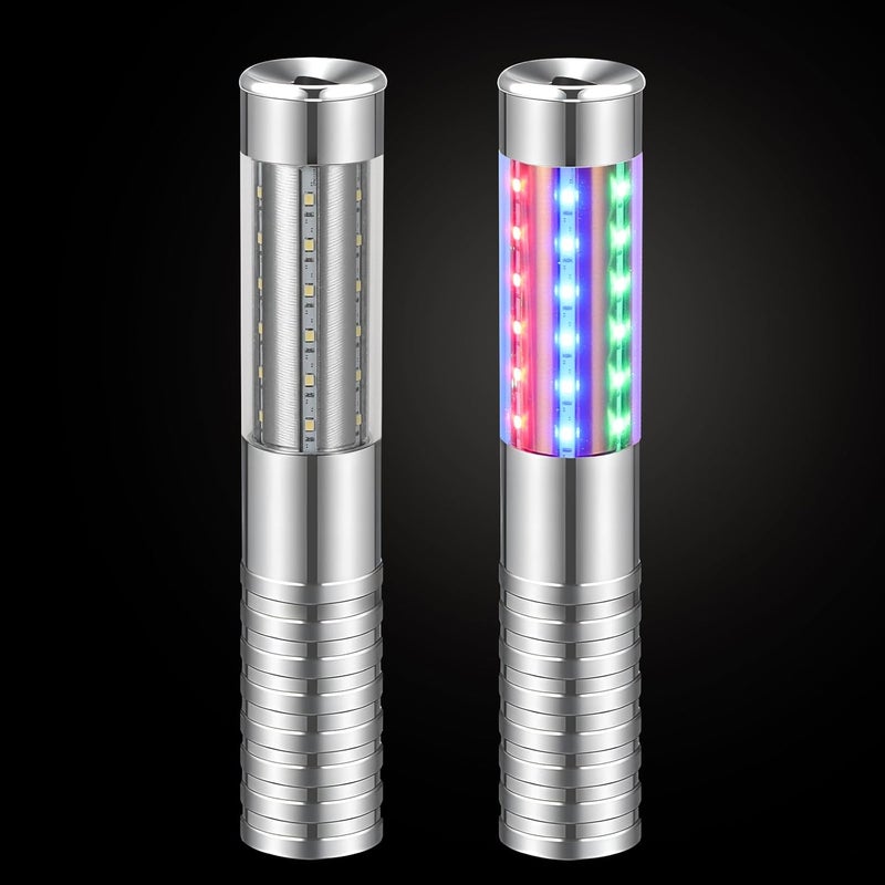 TTLYUGN 2 Pieces RGB LED Strobe Baton Light Rechargeable Bottle Service Sparklers Stick Reusable Champagne Bottle Handheld LED for Club Stage Nightclub Party Concert Event Bar Outdoor - Silver - Image 1